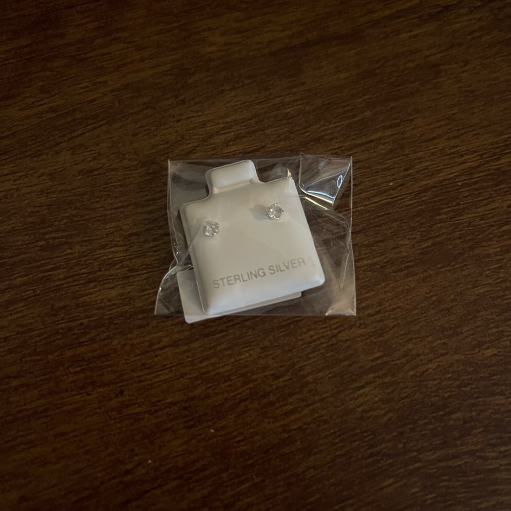 Cubic Zirconia Sterling Silver Stud Earrings